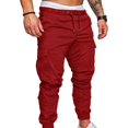 thumbnail image 1 of Men Casual Solid Color Pockets Waist Drawstring Ankle Tied Skinny Cargo Pants_Gift Of G, 1 of 5