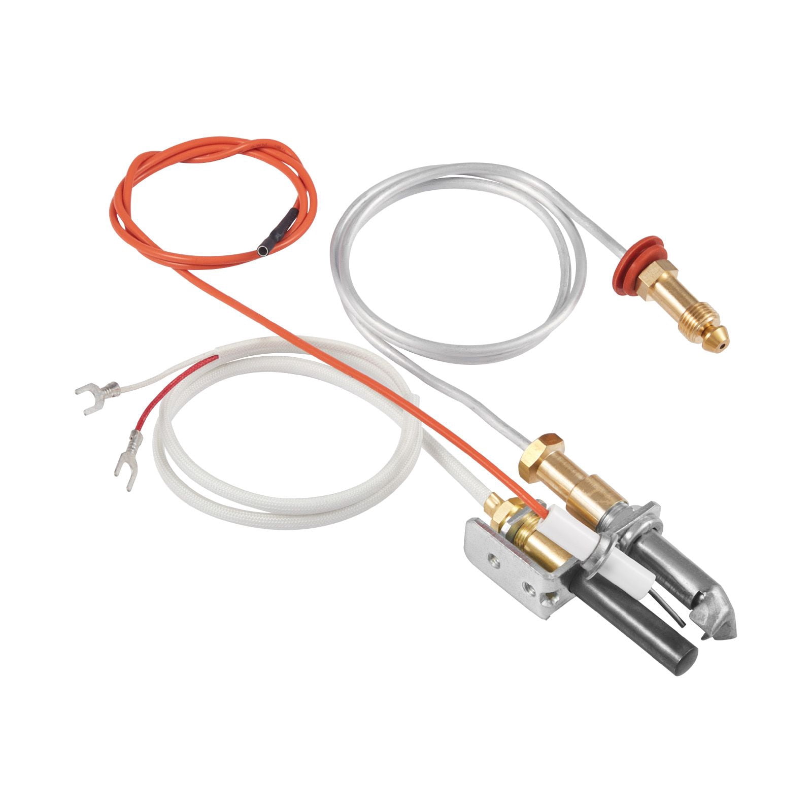 Natural Gas Fireplace Pilot Assembly, Two 24in Parts + 20in Thermopile Flame Monitoring, OEM Standard Replacement for Gas Fireplace Heating Stove