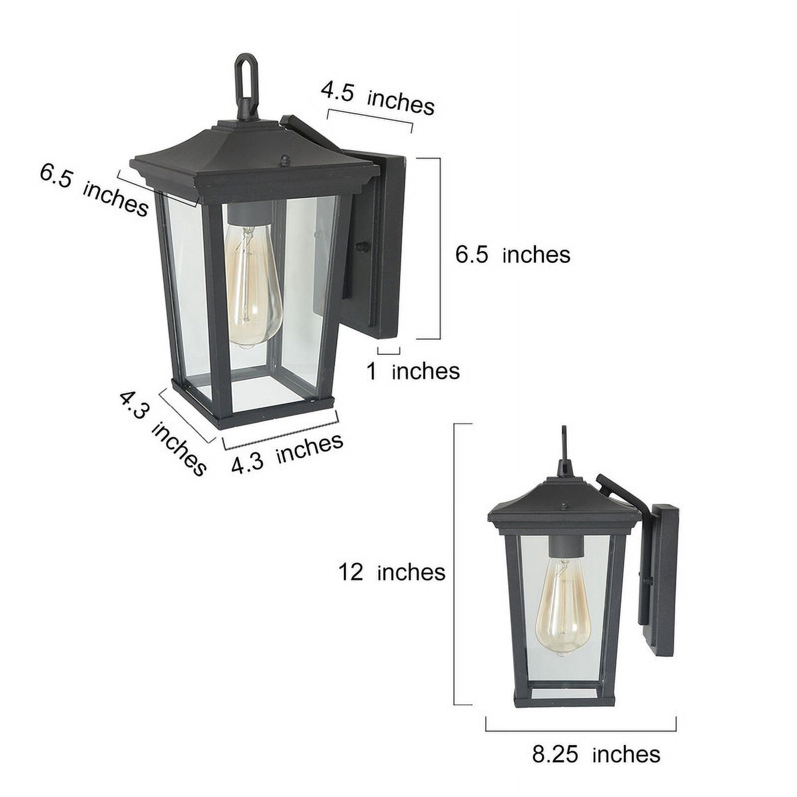 LNC 1-Light Modern Farmhouse Black Clear Glass Outdoor Wall Sconce for Outdoor Location