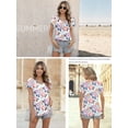 thumbnail image 4 of Mengpipi Women's Petal Sleeve Tops V Neck Short Sleeve Shirts Summer Casual Tshirts Loose Fit Blouses, M(US 8-10), 4 of 5