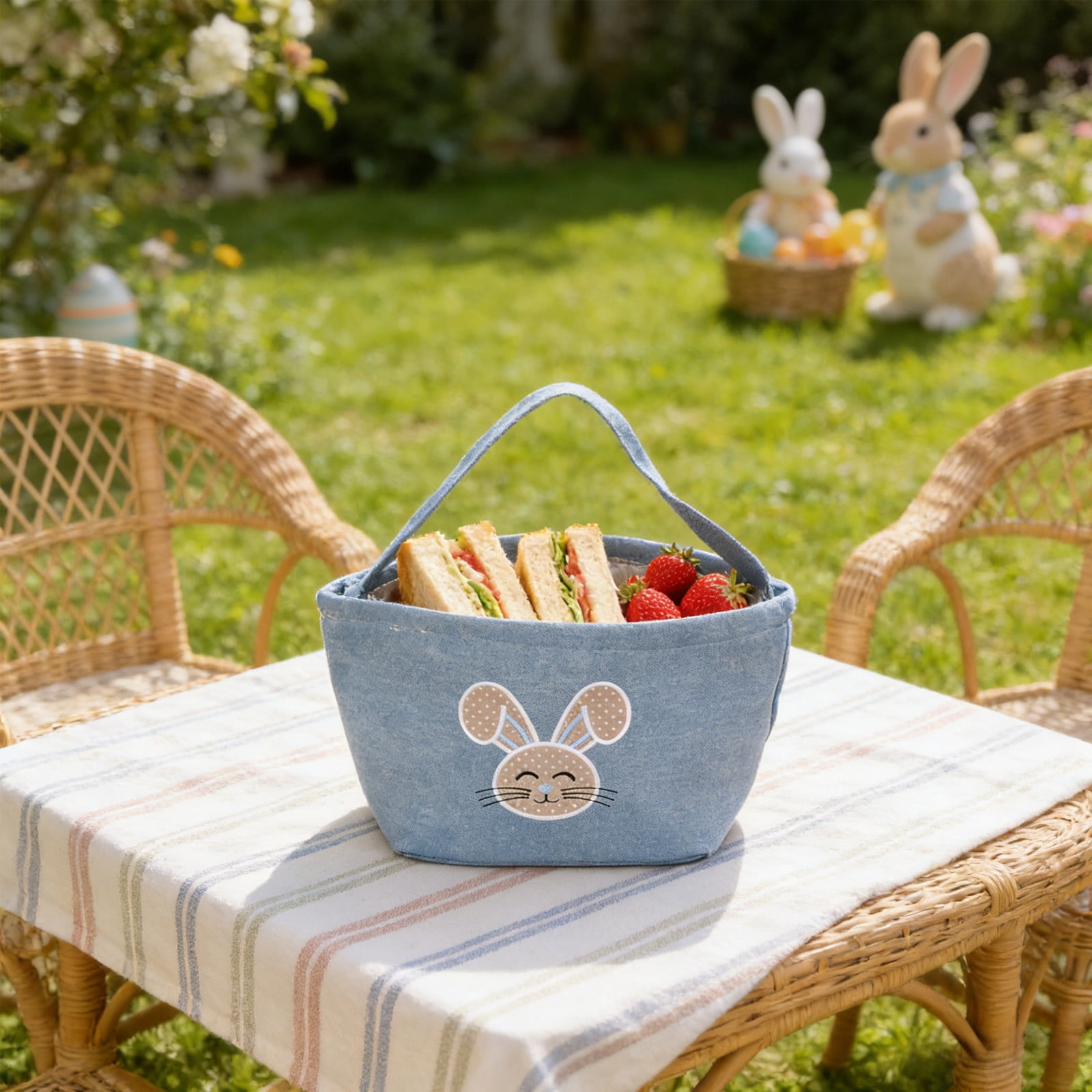 Lunxisen 4 Pcs Easter Basket Ear Bag Decoration Imitation Linen Holiday Gift Party Favor Spring Celebration