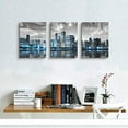 thumbnail image 6 of Wall Decor Living Room Modern City Chicago Skyline Pictures Canvas Wall Art for Bedroom Poster for Office 3 Pieces Set Wood Framed Night Scene Prints Paintings for Home Decorations, 6 of 6