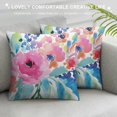 thumbnail image 3 of QZHH  Throw Pillow Cover Flowers Watercolor Peonies Pink Turquoise Summer Girly Decorative Pillow Case Home Decor Square Pillowcase, 3 of 5