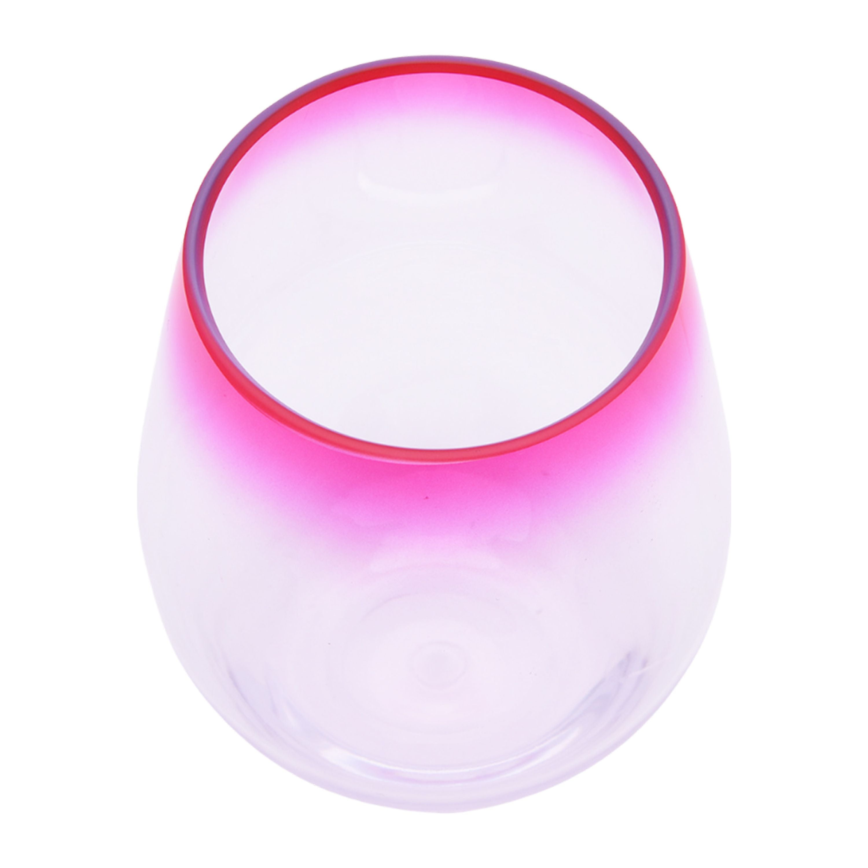 NEW Bando Acrylic Stemless Wine Glasses Pink Glitter Set of 4 plus Tumbler