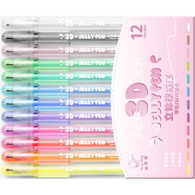 3D Jelly Pens, 8/12 Colors Candy Color Gel Ink Pens, Art Supplies Marker, Handwriting Pens, Ink Pens for Writing Notes