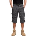 thumbnail image 4 of Long Cargo Shorts for Men Elastic Waist Long Blew Knee Capri Shorts Multi-Pocket Below Knee 3/4 Pants Relaxed Fit Casual Hiking Military Bottom,Gray 3XL, 4 of 4