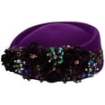 thumbnail image 2 of Doomiva Womens Vintage Flower Pillbox Hats Ladies Church Derby Fascinator Hat Purple One Size, 2 of 6