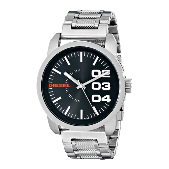 Diesel Men's Double Down Series, Silver Tone Bracelet, Round Black Dial, Watch DZ1370