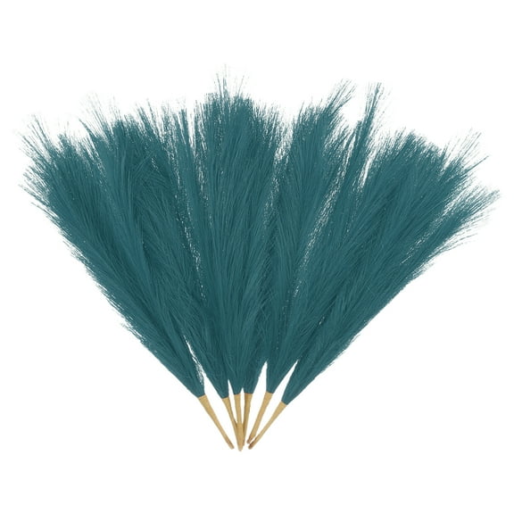 Uxcell 6 Pcs Faux Pampas Grass 42.5cm/16.5" Artificial Fake Dried Pampas Grass Decor 9 Branches with Stem for Floor Vase Filler, Home Decoration, Blue Green