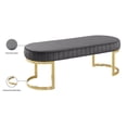 thumbnail image 3 of Meridian Furniture Lemar Contemporary Velvet Bench in Gray, 3 of 8
