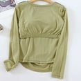 thumbnail image 4 of cfhntfmh Chandails à Manches Longues pour Femmes Hauts Thermiques Col Ras du Cou Soutien-Gorge Intégré Coupe par Temps Froid Couche de Base Chaude Ensembles Vêtements de Nuit (Vert, XX-Grand), 4 of 7
