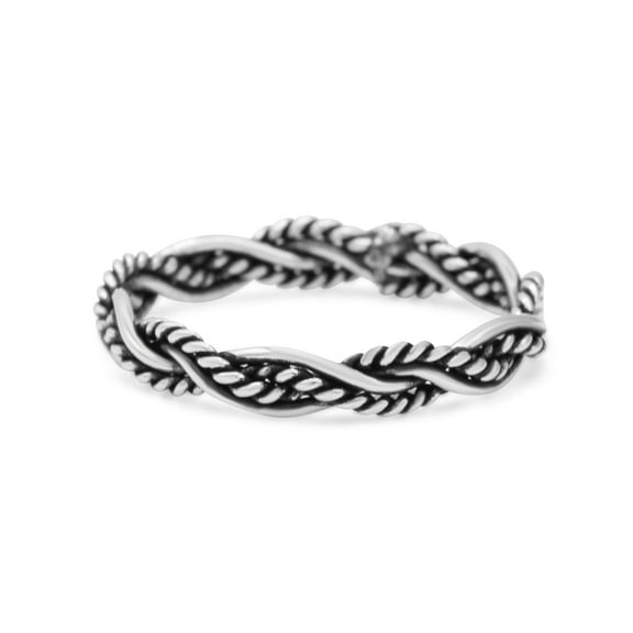 Iconic Braided Double Twisted Rope Engraved Ring Band 925 Sterling Silver Size 4