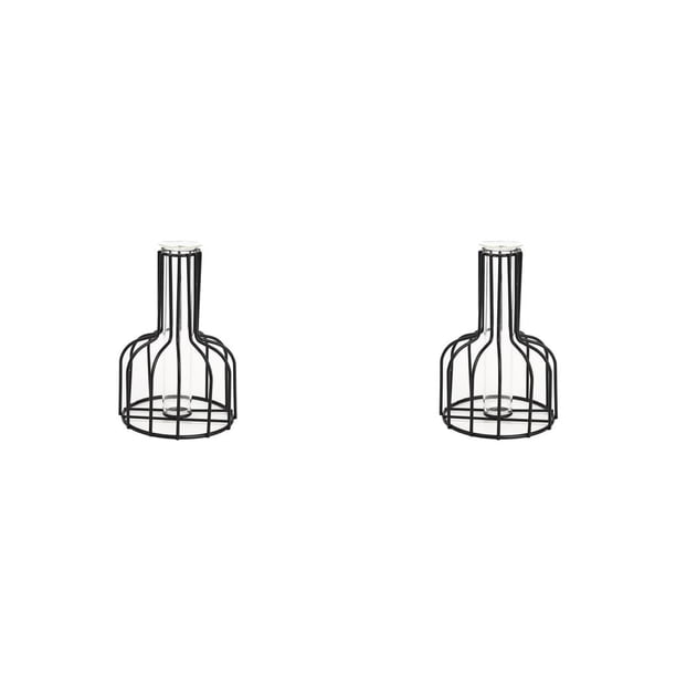 Inteprter Florero Estilo simple Adornos de habitación Contenedores de plantación de agua Soporte de vidrio para plantas de Contenedor Negro 2piezas