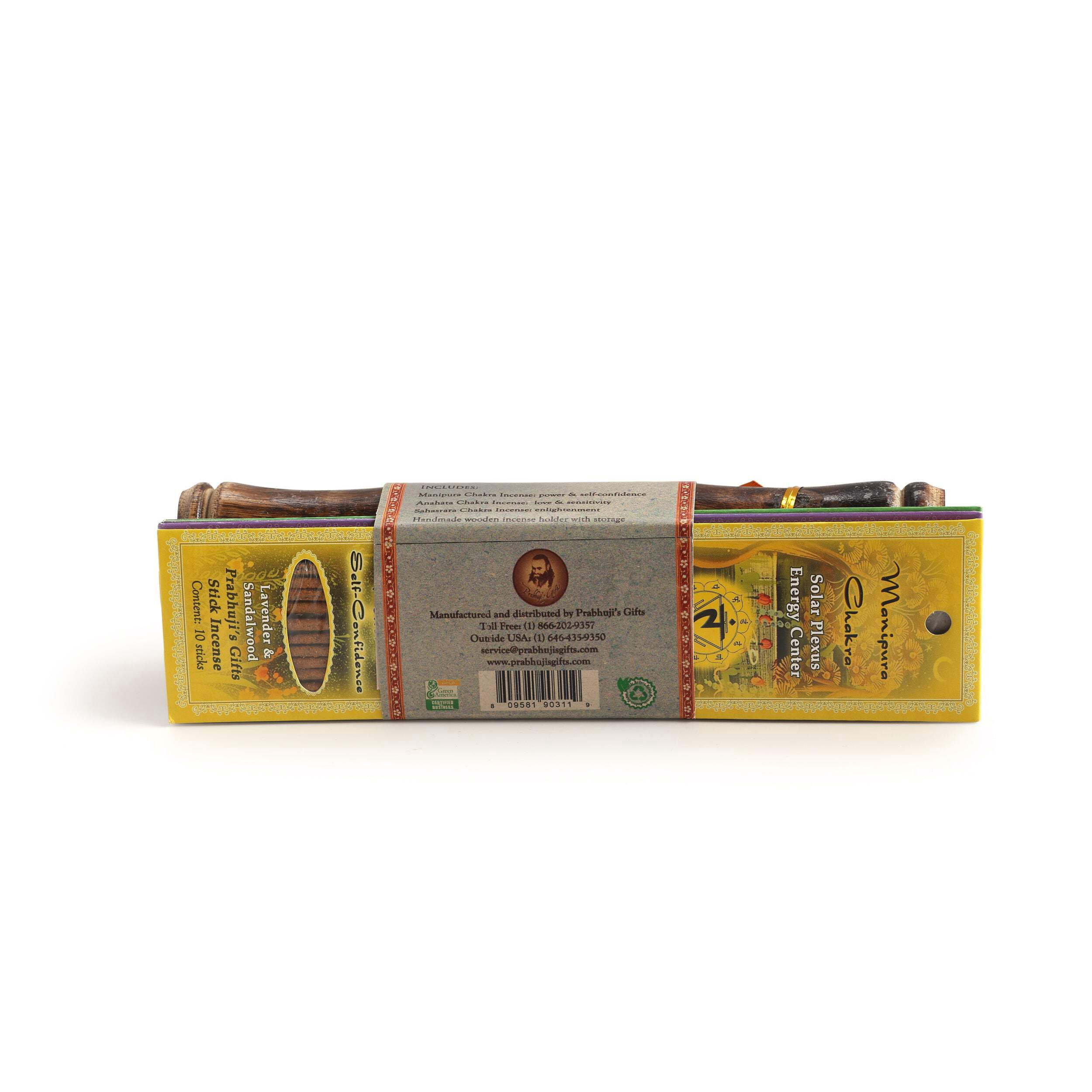 Incense Gift Set - Bamboo Burner + 3 Chakra Incense Sticks Packs & Greeting - Always