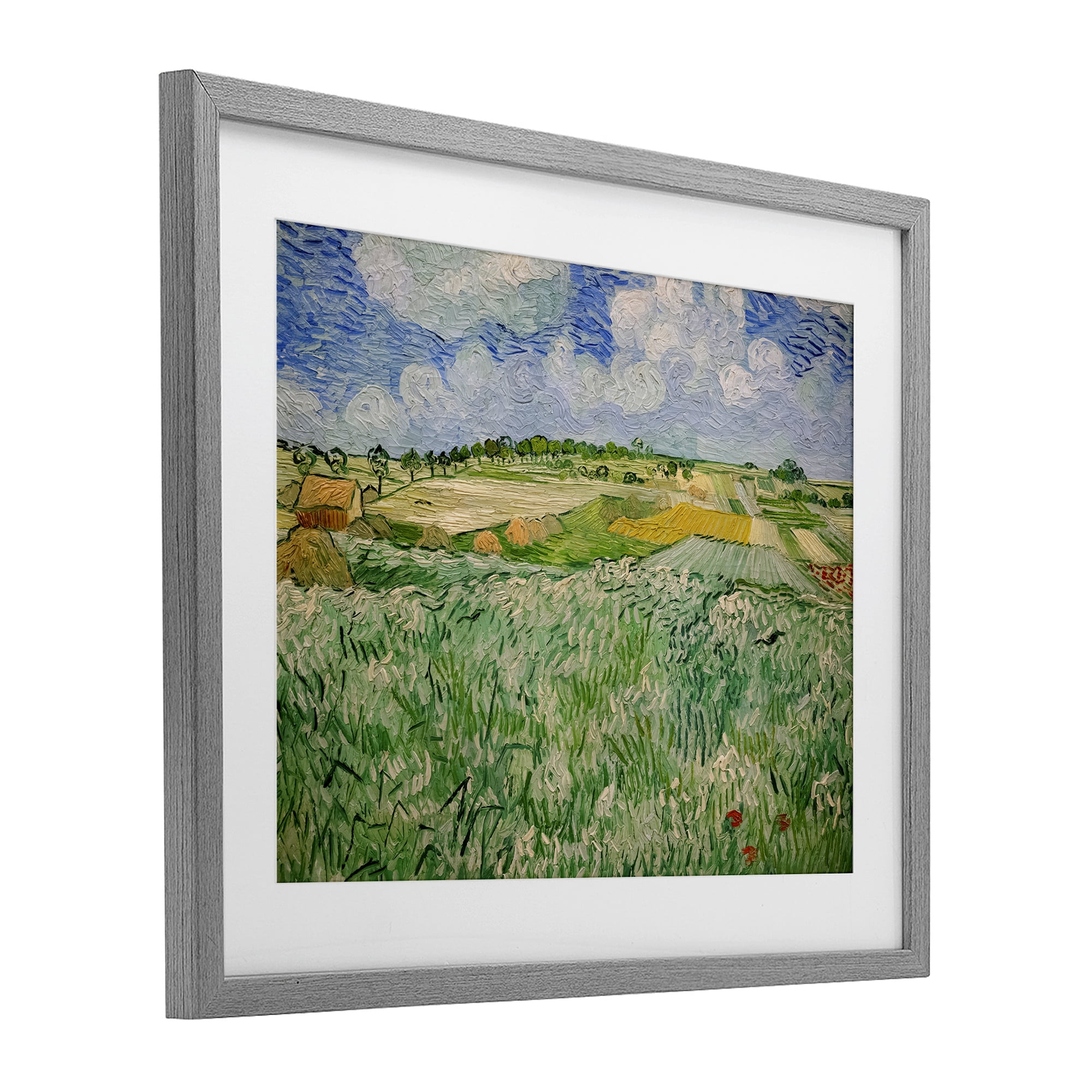 Stupell Industries Plain Near Auvers Painting Gray Framed Print Under Glass, design by Vincent Van Gogh