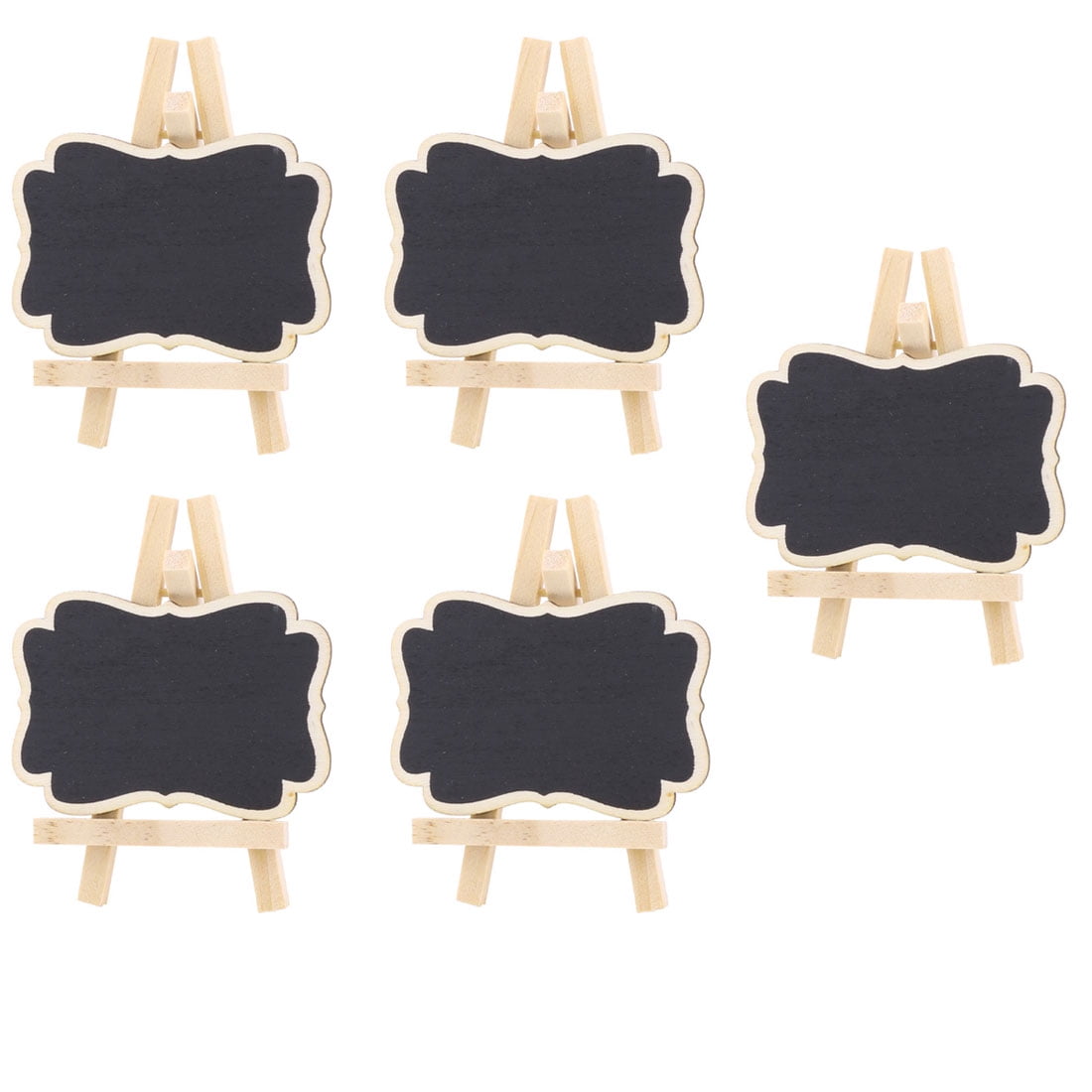 Wedding Wood Table Desktop Ornament Place Card Blackboard Chalkboard Black 5 Pcs