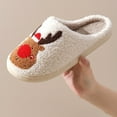 thumbnail image 6 of JeashCHAT Christmas Reindeer Slippers Soft Plush Comfy House Slippers Winter Warm Slip On Outdoor Indoor Slides Cotton Slippers for Women and Men, 6 of 9