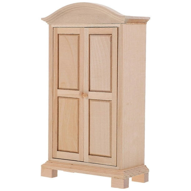 Miniature Wooden Wardrobe for Dollhouse – Tiny Closet Model for Micro Scene Decoration, Handmade Dollhouse Furniture for Birthdays & Holidays