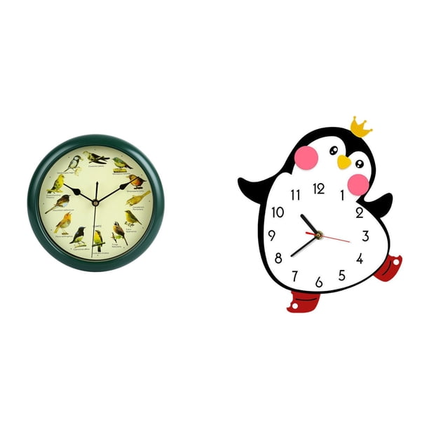 Reloj de pared,Reloj de pared decorativo con pájaros cantores,Reloj de pared de 10 pulgadas con sonido de pájaros musicales,Reloj de pared,Reloj de pared silencioso y decorativo que no hace