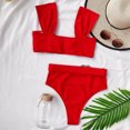 thumbnail image 4 of Womens swimsuits ,Women Heart Buckle Bikini Set Push-Up Pad Swimwear Swimsuit Beachwear Red L(L), 4 of 6