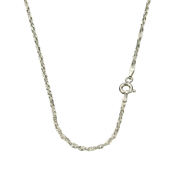 Sterling Silver Singapore Nickel Free Chain Necklace Italy, 18"