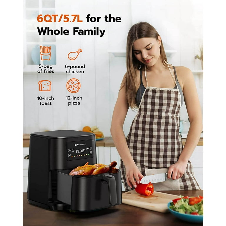 Qualeben 8-in-1 Air Fryer, 6QT Large Family Size Oven Oilless Cooker with 8  Presets, LCD Digital Touch Screen and Nonstick Detachable Basket 