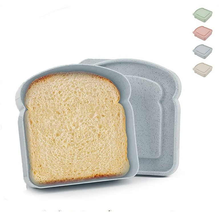 NOGIS 1 Pcs Sandwich Containers Sandwich Box Food Storage Toast Shape  Holder Plastic for Lunch Boxes Bread Sandwich Keeper for Kids Adults Prep  Microwave Dishwasher Safe, 14 oz (Gray) 