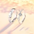 thumbnail image 2 of Couple Rings A Pair of Simple Rings for Men and Women Adjustable Opening Silver Matching Rings with Animal Zodiac Design and Diamond Detailing His and Hers, 2 of 6