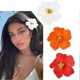 thumbnail image 1 of pinzas para el cabello con flores hawaianas para mujeres y niñas, pinzas para el cabello de plumeria e hibisco, pinzas de flores artificiales para vacaciones y fiestas en la playa., 1 of 5