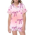 thumbnail image 1 of XDZJLR Tenues pour Fillettes, Ensembles de Pyjamas 2 Pcs Imprimé Graphique Manches Courtes Chemise à Boutons Shorts Ensemble de Pyjama Confortable Mode Urbaine, 8-9 Ans, 1 of 5