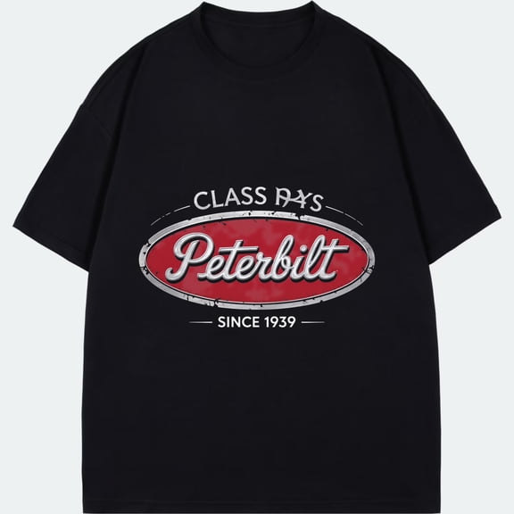 Classic Peterbilt T-Shirt Black Class 174s Since 1939 Logo Design For Truck Enthusiasts And Casual Wear