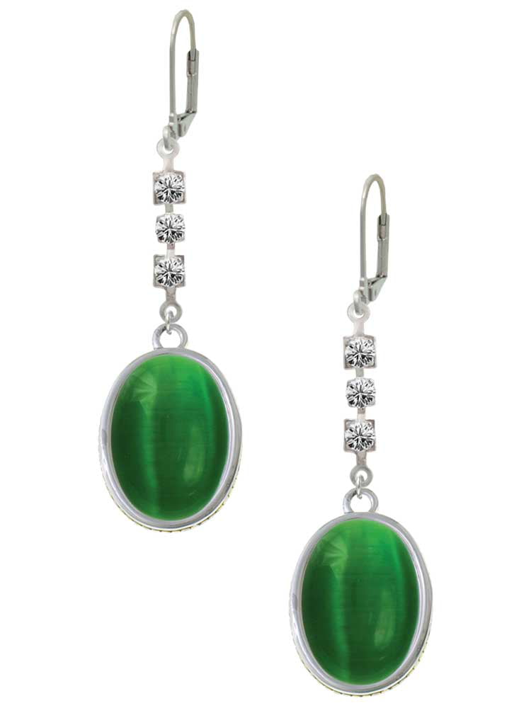 Details about   Green Chalcedony Gemstone Floral Design Earrings in 925 Silver Gold Plated 