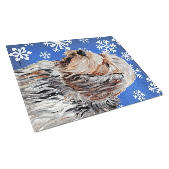 Carolines Treasures SC9780LCB Otterhound Winter Snowflakes Glass Cutting Board Large, 12H x 16W, multicolor