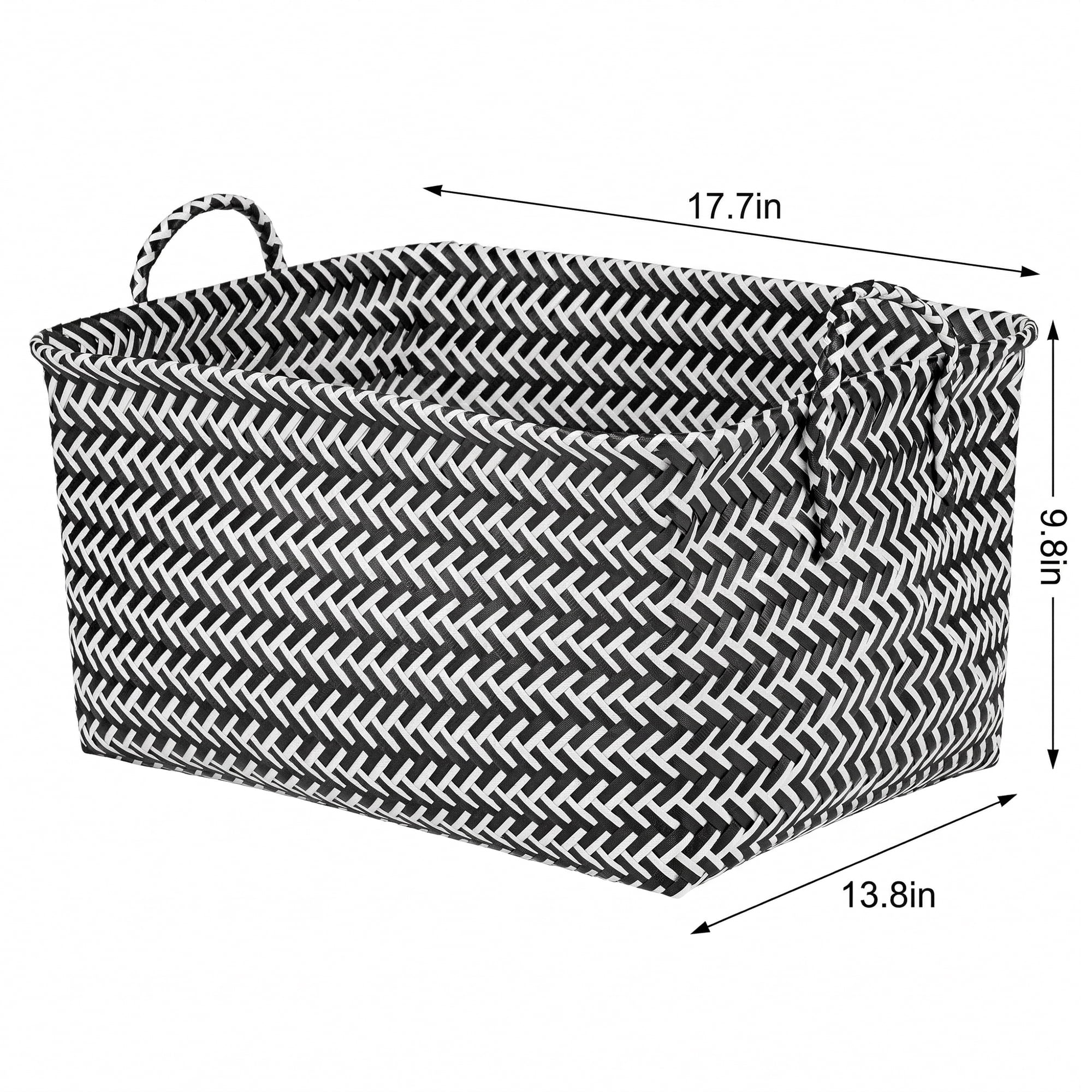 Unique Bargains Wicker Shelf Closet Storage Bin for Blankets Black 17.7" x 13.8" x 9.8"