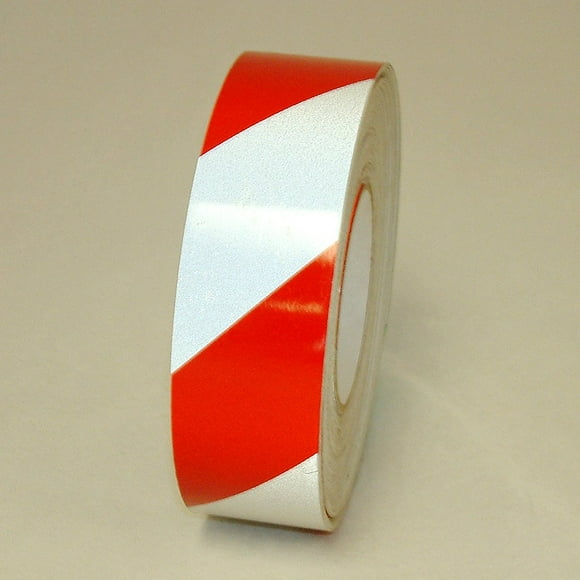 JVCC Engineering Grade Striped Reflective Tape [5-year warranty] (REF-S): 2 in. (48mm actual) x 50 yds. (Red with White stripes)