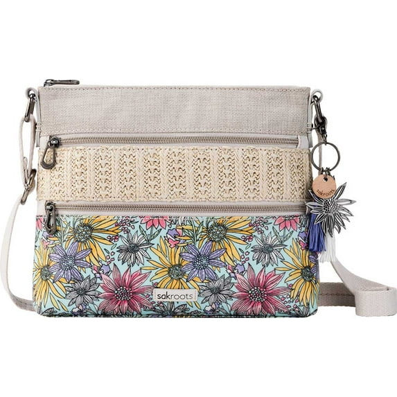 Women's Sakroots Artist Circle Basic Crossbody Pastel Flower Garden OSFA