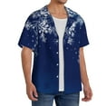 thumbnail image 2 of Gukieu Christmas Blue Print Men's Short-sleeved Shirts, Button-down Pocket Shirts, T-shirts, Beach Vacation Travel Summer Clothing-Medium, 2 of 5