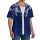 thumbnail image 2 of Balery Christmas Blue Camisa Casual de Manga Corta con Botones para Hombre, Texturizada, Estilo Cubano, para Playa, Verano-Large, 2 of 5