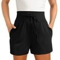 thumbnail image 2 of Ahuyic Womens Shorts,Plus Size Pants for Women,Womens Solid Color Pocket Drawstring Shorts Casual Womens Shorts,Black,XL, 2 of 4