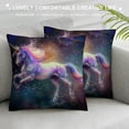 thumbnail image 3 of Unicorn Magic Design with Stars Throw Pillow Cover Unicorn Rainbow Galaxy Space Farmhouse Cushion Case for Sofa Couch Cotton Linen, 3 of 5