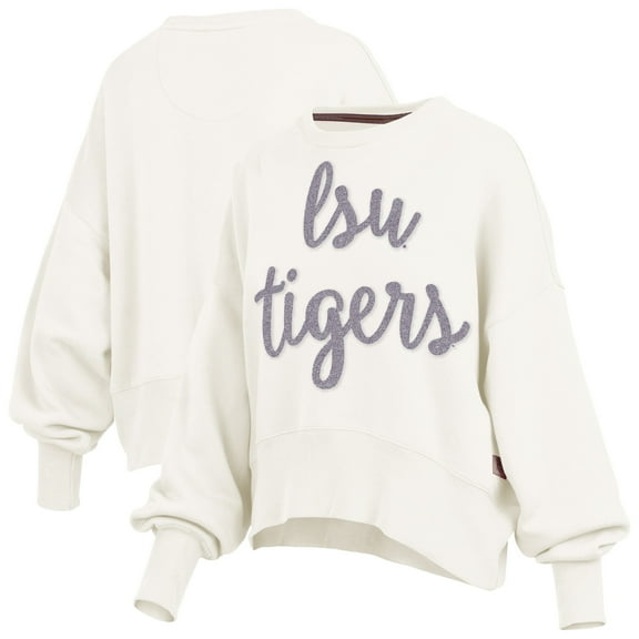 Women's Pressbox Cream LSU Tigers Chelsea Oversized Pullover Sweatshirt