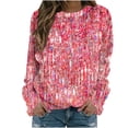 thumbnail image 2 of DPTALR Chandail à Col Rond Imprimé pour Femmes, Manches Longues, Blouse Confortable, 2 of 5