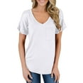 thumbnail image 3 of Fantaslook Womens T Shirts V Neck Short Sleeve Shirts Loose Tee Casual Summer Tops with Pocket, 3 of 7
