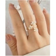 thumbnail image 2 of Dainty Flower Ring for Women Sparkling Cubic Zirconia Daisy Open Statement Rings Pearl Chic Engagement Promise Ring Wrap Finger Band, 2 of 5