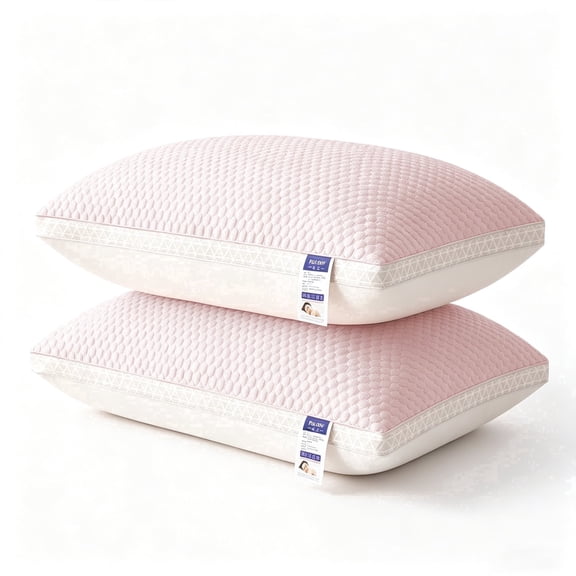 Cooling Quilted 3D Hypoallergenic All-Season Pink Bed Pillows (2 Count)