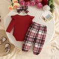 thumbnail image 7 of enyan Baby Girl Clothes Newborn Long Sleeve Sweatshirt Top+Hem Pant+Headband 3Pcs Infant Girls Outfits Set Wine，12-18 Months, 7 of 7