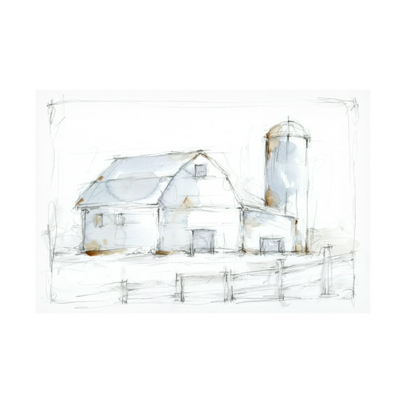 Ethan Harper 'Barnyard Pencil Sketch I' Canvas Art