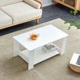 thumbnail image 3 of iRerts Coffee Tables for Living Room, 2 Tier Modern Rectangular Wood Coffee Table with Storage Shelf Side End Table for Small Spaces, Home Living Room, Office, White, 3 of 11