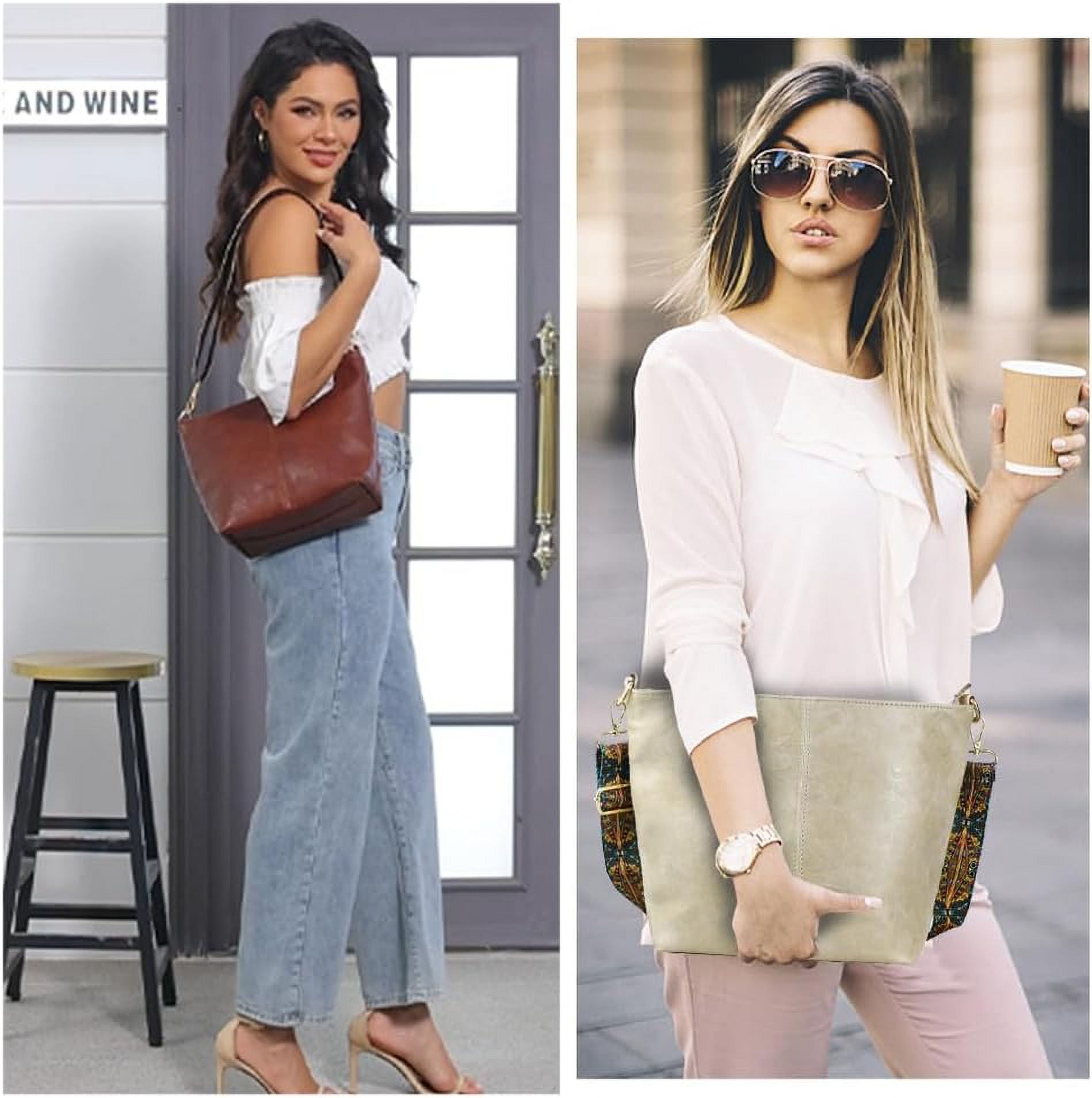 Kwuty Hobo Bags Vegan Leather Crossbody Bag Guitar Strap Shoulder Purses with Zipper Handbags for Women