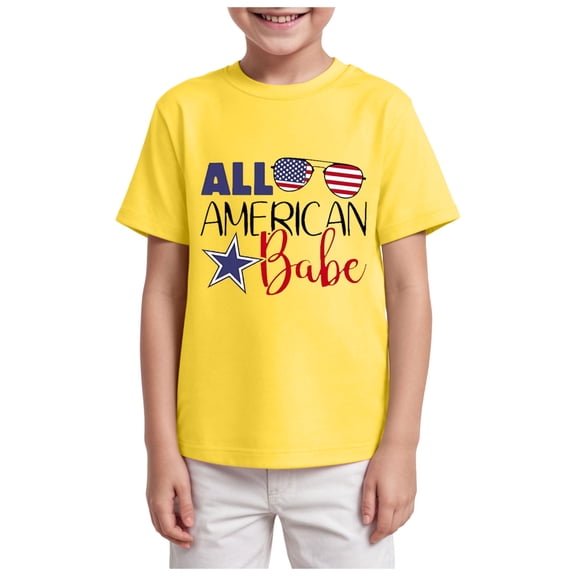 NOLDARES Kids Cotton Crewneck T-Shirts Short Sleeve Basic Tops for Toddlers Boys(Yellow,9-10 Years)